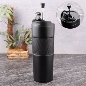 Tohana French Press Paslanmaz Çelik 450 ml Outdoor Bardak Termos Siyah