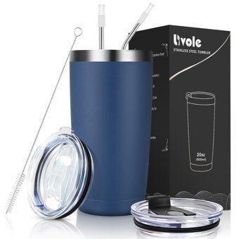Livole Paslanmaz Çelik 600 ml Pipetli Outdoor Bardak Termos Lacivert