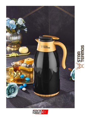 Star Termos Cam 1.5 lt Çaydanlık Termos Siyah