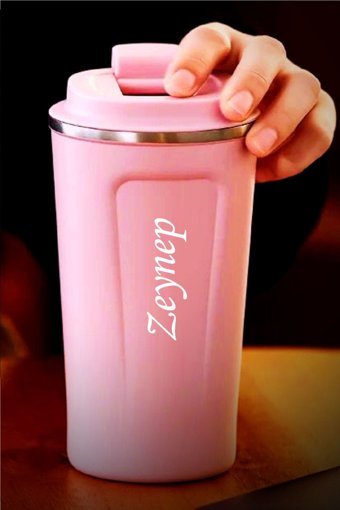 Megame Kişiye Özel Paslanmaz Çelik 380 ml Outdoor Matara Termos Pembe