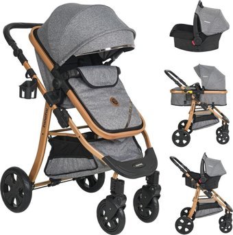 Mamma Goldie Çift Yönlü Katlanabilir 360 Derece Dönen Kabin Tipi Travel Sistem Bebek Arabası