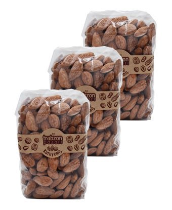 Trabzon Pazarı Kavrulmuş Tuzsuz Tane Badem İçi 3x250gr