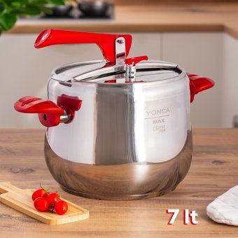 Lines Yonca Düdüklü Kapak Tabanlı 7 lt Düdüklü Tencere Kırmızı