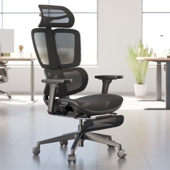 Karr Office Başlıklı Kolçaklı Dönerli Siyah Çalışma Sandalyesi