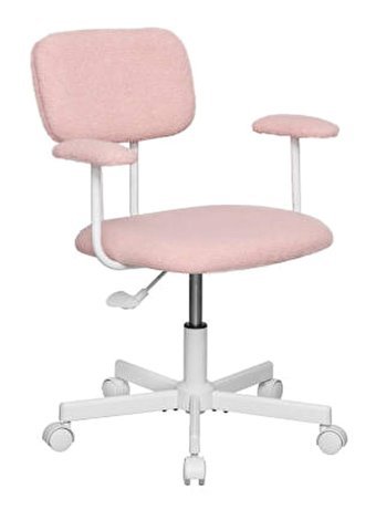Adore Mobilya Teddy Kolçaklı Dönerli Pembe Çalışma Sandalyesi