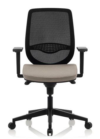 Bürosit Rhyme Kolçaklı Dönerli Krem-Siyah Çalışma Sandalyesi