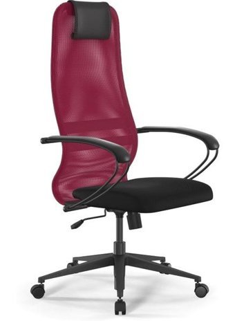 Metta 3200080 Başlıklı Kolçaklı Dönerli Kırmızı-Siyah Çalışma Sandalyesi
