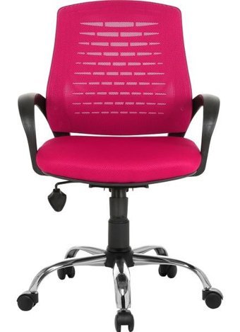 Sers Mobilya Kolçaklı Dönerli Krom-Pembe Çalışma Sandalyesi