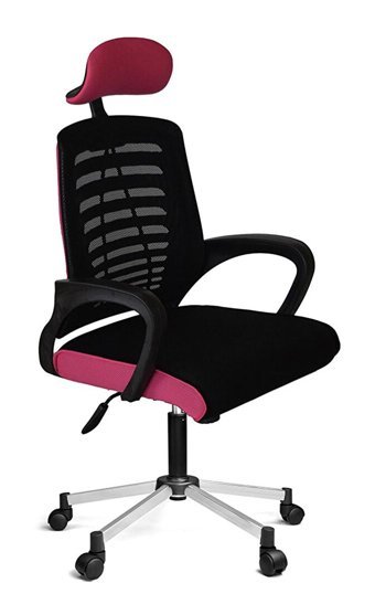 Türksit Karizma Başlıklı Kolçaklı Dönerli Gri-Pembe-Siyah Çalışma Sandalyesi