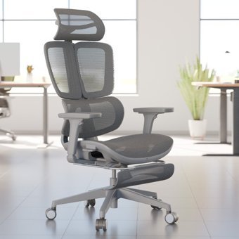 Karr Office Başlıklı Kolçaklı Dönerli Gri Çalışma Sandalyesi