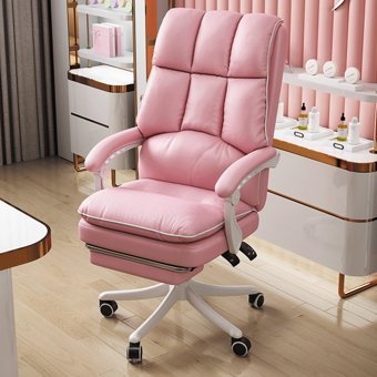 Fcvgybh Deri Başlıklı Kolçaklı Dönerli Pembe Çalışma Sandalyesi
