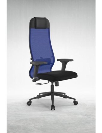 Metta SIT10-B1-111D Başlıklı Kolçaklı Dönerli Mavi Çalışma Sandalyesi