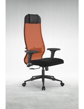 Ergolife Sit 10-B1-111D Başlıklı Kolçaklı Dönerli Turuncu Çalışma Sandalyesi