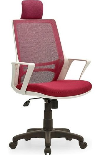 Mehmet Yaren Büro ARYA3 Başlıklı Kolçaklı Dönerli Beyaz-Pembe Çalışma Sandalyesi