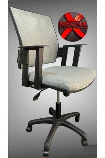 Neonx Kelebek Kolçaklı Dönerli Gri Çalışma Sandalyesi