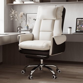 Fcvgybh Başlıklı Kolçaklı Dönerli Modern ergonomik Beyaz-Siyah Çalışma Sandalyesi