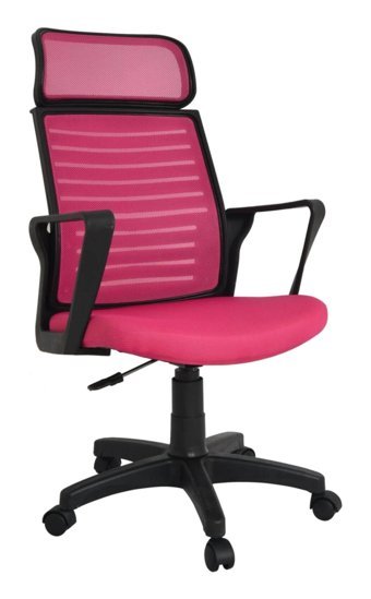 Bürocci 2284B0548 Başlıklı Kolçaklı Dönerli Pembe Çalışma Sandalyesi