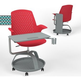 Karr Office 360 Mobil Sandalye Kolçaklı Dönerli Kırmızı Çalışma Sandalyesi