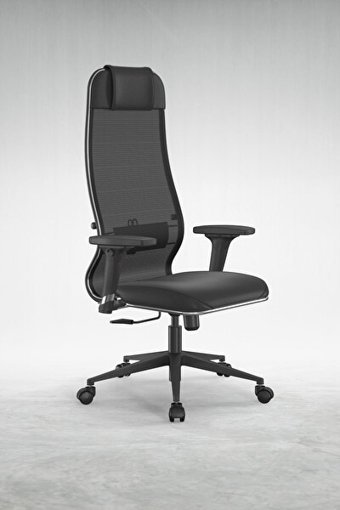 Ergolife Sit 10-B1-115D Başlıklı Kolçaklı Dönerli Siyah Çalışma Sandalyesi