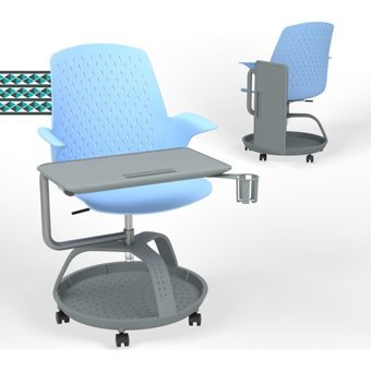 Karr Office 360 Mobil Sandalye Kolçaklı Dönerli Mavi Çalışma Sandalyesi