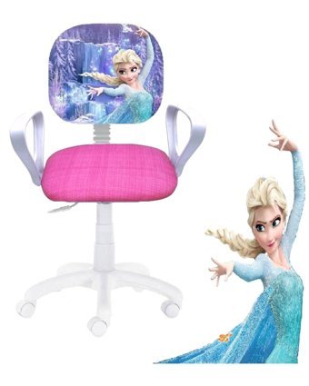 Depolife Frozen Desenli Kolçaklı Dönerli Beyaz-Pembe Çalışma Sandalyesi