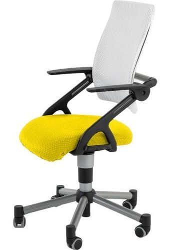 Creo Mobili Vega Plus Kolçaklı Dönerli Beyaz-Sarı Çalışma Sandalyesi