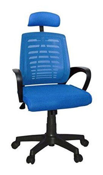 Türksit Karizma Başlıklı Kolçaklı Dönerli Mavi Çalışma Sandalyesi