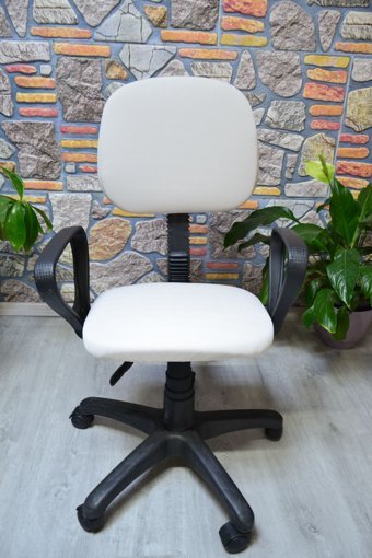 Cover Tekstil Kolçaklı Dönerli Beyaz Çalışma Sandalyesi