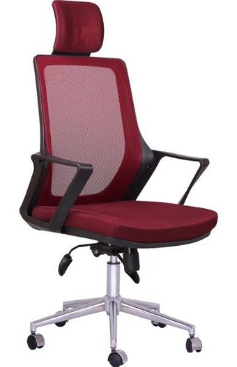 Büronet Alfa Başlıklı Kolçaklı Dönerli Bordo Çalışma Sandalyesi