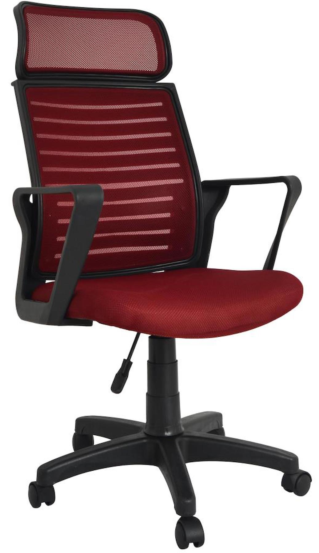 Bürocci 2284B0547 Başlıklı Kolçaklı Dönerli Bordo Çalışma Sandalyesi