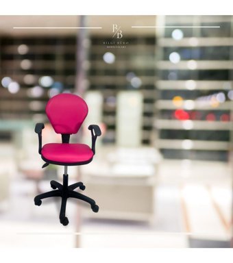 Bilgi Büro Mobilyaları DS07 Kolçaklı Dönerli Pembe Çalışma Sandalyesi