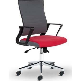 Asbir Mobilya Rigel Plus 55200 Kolçaklı Dönerli Gri-Kırmızı Çalışma Sandalyesi