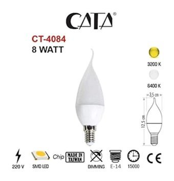 Cata Ct-4084 8 W E14 Kıvrık Led Ampul Gün Işığı 3200K