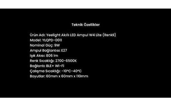 Yeelight W4 Lite Led Akıllı Ampul E27 Renkli