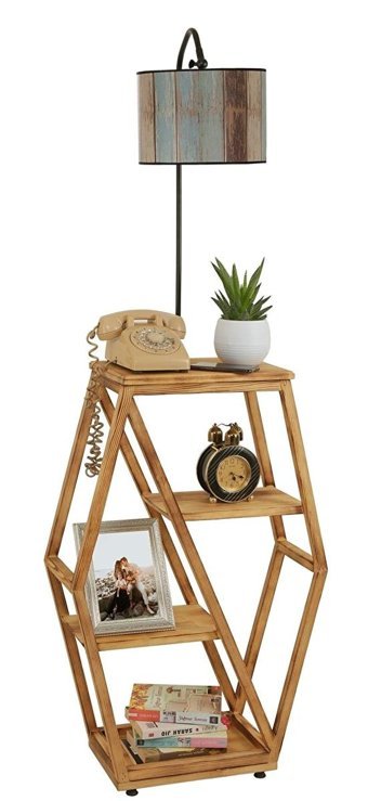 Lumexx Asos Yanık Tekli Ahşap Ayaklı 4 Ayaklı Silindir Lambader 175 cm Renkli