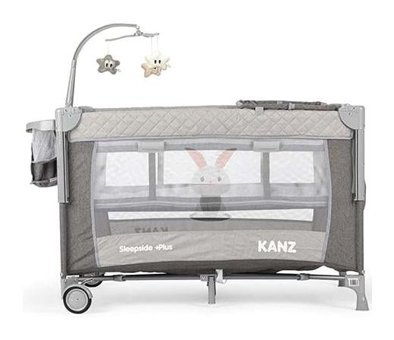 Kanz Sleepside +Plus 22 kg Kapasiteli Ayarlanabilir Katlanabilir 70x120 cm Anne Yanı Park Yatak Gri