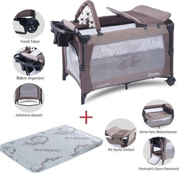 Hoffie Sleep Side Play Kapasiteli Ayarlanabilir Katlanabilir 70x110 cm Anne Yanı Park Yatak