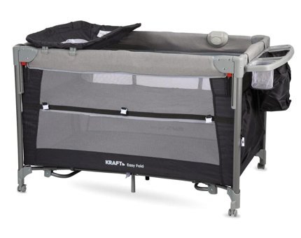 Kraft Easy Fold Alüminyum 15 kg Kapasiteli Ayarlanabilir Katlanabilir 70x110 cm Anne Yanı Park Yatak Gri
