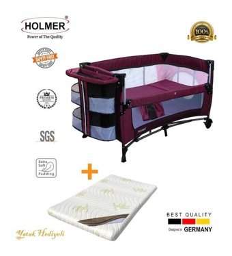 Holmer Kids Maxi Comfort Coolstyle 15 kg Kapasiteli Ayarlanabilir Katlanabilir 70x110 cm Anne Yanı Park Yatak