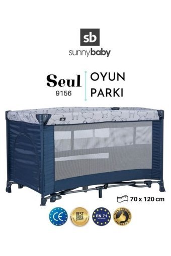 Sunny Baby 9156 Seul Alüminyum 25 kg Kapasiteli Ayarlanabilir Katlanabilir 70x120 cm Park Yatak Lacivert