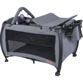 Maccon Baby Premium Alüminyum 15 kg Kapasiteli Ayarlanabilir Katlanabilir 70x110 cm Park Yatak Gri