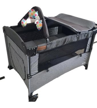 Cookie Baby Elite 15 kg Kapasiteli Ayarlanabilir Katlanabilir 70x110 cm Anne Yanı Park Yatak Gri