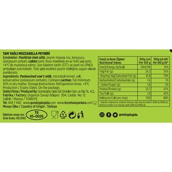 Gündoğdu Mozzarella İnek Peyniri 1 kg