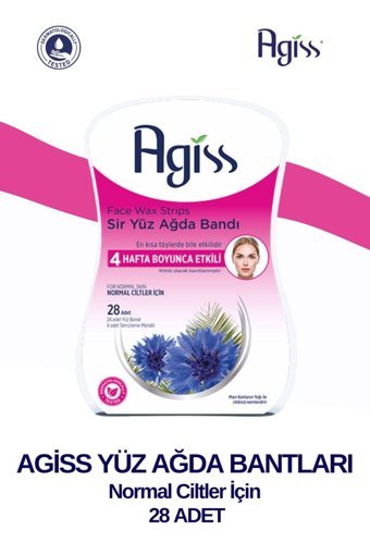 Agiss Mavi Kantaron Yağlı Normal Ciltler 28 Adet Yüz Ağda Bandı