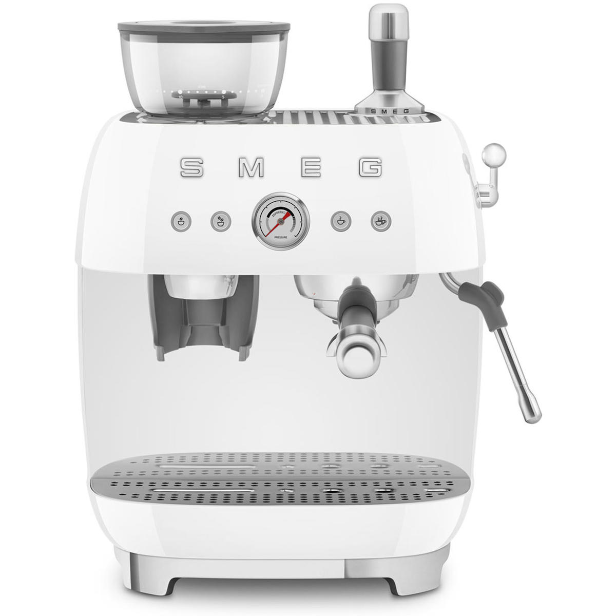 Smeg EGF03WHEU 1650 W Paslanmaz Çelik Tezgah Üstü Kapsüllü Öğütücülü Taşınabilir Manuel Espresso Makinesi Beyaz