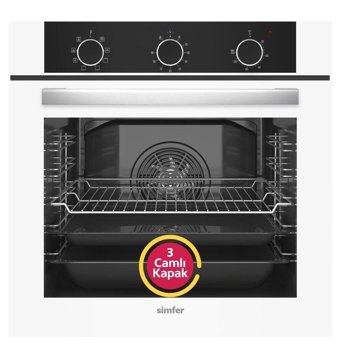 Simfer 8221 ANK 100 lt A Enerji Sınıfı Analog Modern Tam Boy Ankastre Fırın Beyaz