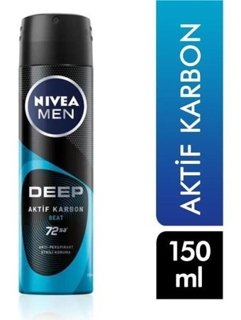Nivea Deep Aktif Karbon Ter Önleyici Antiperspirant Sprey Erkek Deodorant 3x150 ml