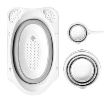 Babydoor 3'lü Ayaklı Beyaz Katlanır Bebek Küveti Seti