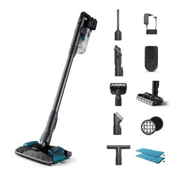 Versuni XC8057/01 Aqua Plus 25.2 V Moplu Işıklı Islak-Kuru Dikey Sarjlı Süpürge Siyah-Mavi