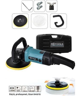 Retools 1200 W 11000 devir/dk 100 mm Kablolu Pasta Cila Aküsüz Elektrikli Polisaj Makinesi